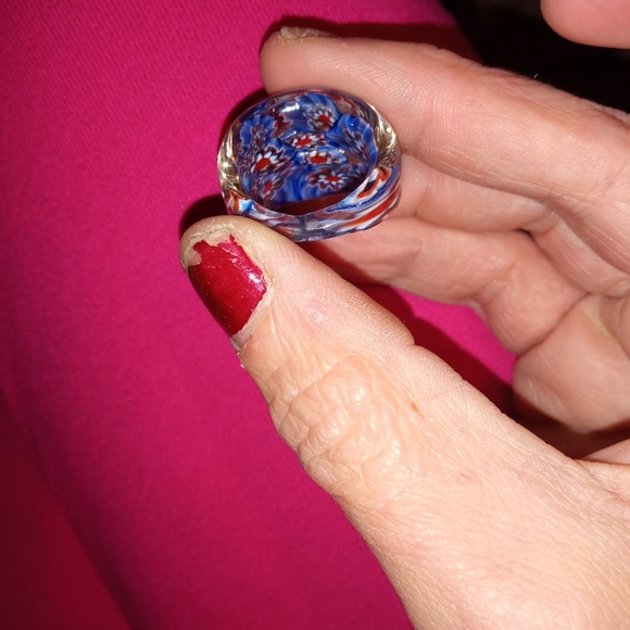 Glass Lamp work Murano style ring sz 6 - Picture 5 of 7